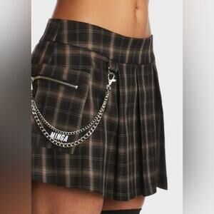 Minga low rise brown pleated mini skirt - size S - G21